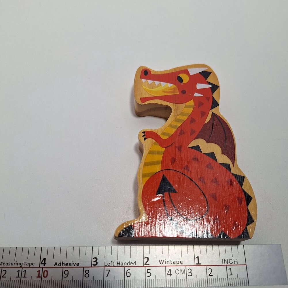 Wooden Dragon Alex Pretends Castle Figure Red Black Fire Breathing - Picture 6 of 7